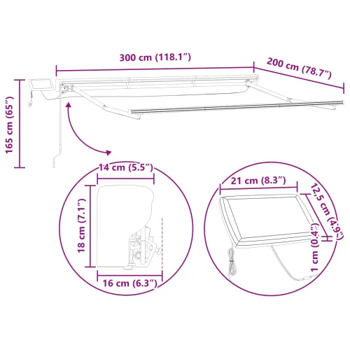 Ručni okvir tende s LED-ima Bordo i Bijela 3 x 2 m - Tamno crvena Bijeli 3 x 2 m Cijena