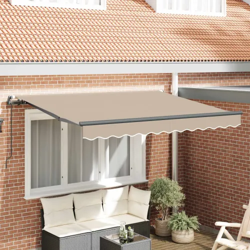Povlačivi tende Bež 350 x 200 cm tkanina - Bež (antracitni okvir) 3,5 x 2 m Ručna Cijena