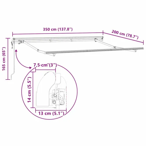 Povlačivi tende Bež 350 x 200 cm tkanina - Bež (bijeli okvir) 3,5 x 2 m Električna Cijena