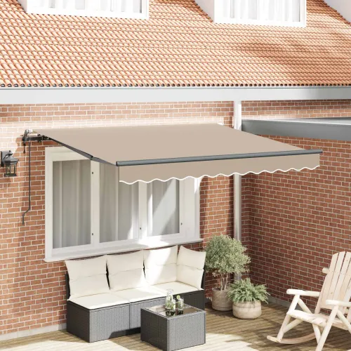 Povlačivi tende Bež 350 x 200 cm tkanina - Bež (antracitni okvir) 3,5 x 2 m Električna Cijena