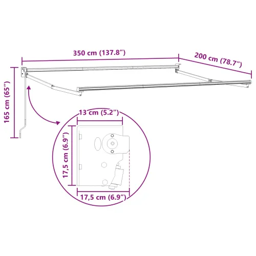 Povlačivi tende Bež 3,5 x 2 m 100% Poliester i Aluminij - Bež (bijeli okvir) 3,5 x 2 m Cijena