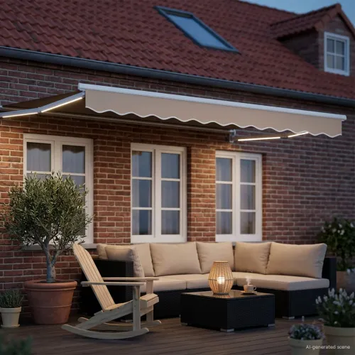 Ručna zlačivna tenda s LED diodama Bež i Bijela 3,5 x 2 m - Bijeli Bež 3,5 x 2 m Cijena