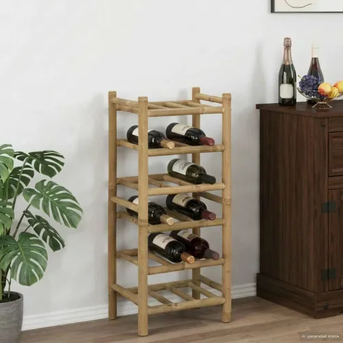 Stalak za vino Bambus Prirodna - 6-nivo (18 boca) Cijena