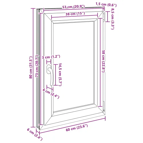 Prozor za podrum s nagibom i okretanjem RISOR 60 x 80 cm - Bijela 60 x 80 cm (trostruki sloj) Naginjanje i okretanje desno Cijena