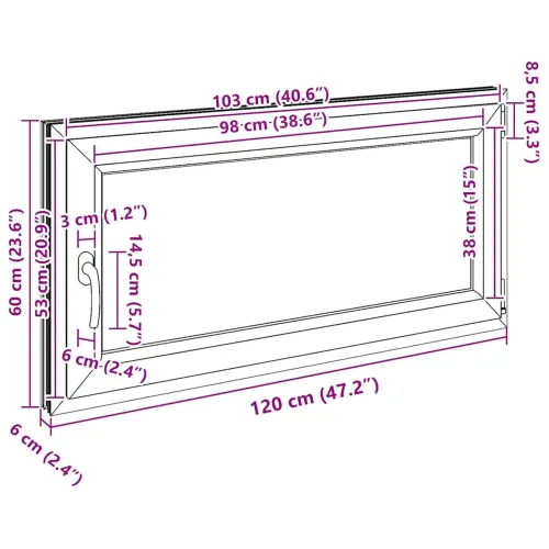 Prozor za podrum s nagibom i okretanjem RISOR 120 x 60 cm - Antracit 120 x 60 cm (dvostruki sloj) Naginjanje i okretanje desno Cijena