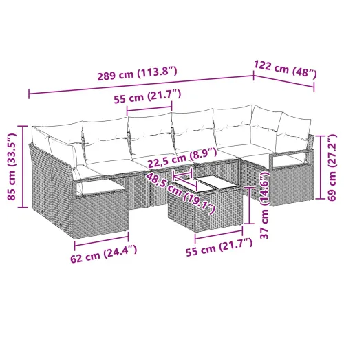 Set sofe 8 kom. 7-Broj sjedala Siva poliratan - Siva Cijena
