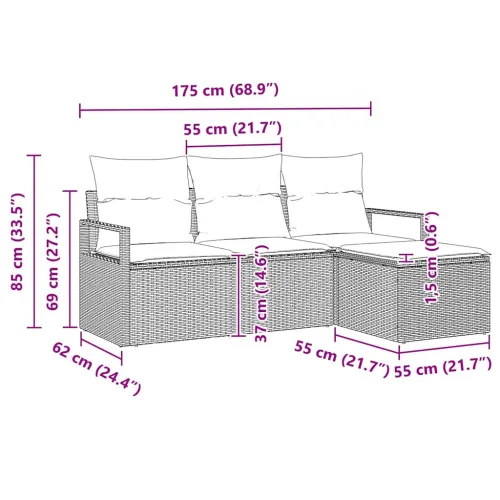 Set sofe 4 kom. Crna poliratan - Crna Cijena