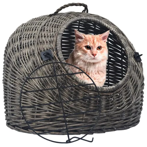 Transporter za mačke sivi 45 x 35 x 35 cm od prirodne vrbe - Siva 45 x 35 x 35 cm Cijena