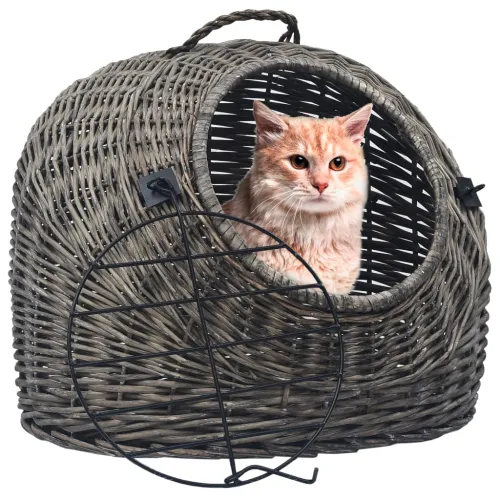 Transporter za mačke sivi 50 x 42 x 40 cm od prirodne vrbe - Siva 50 x 42 x 40 cm Cijena