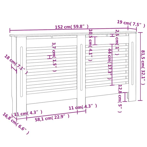 Maska za radijator - Pokrov za radijator 152 x 19 x 81,5 cm MDF - Smeđa 152 x 19 x 81.5 cm 1 Cijena