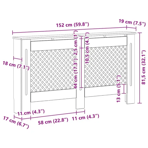 Maska za radijator - Pokrov za radijator 152 x 19 x 81,5 cm MDF - Smeđa 152 x 19 x 81.5 cm 1 Cijena