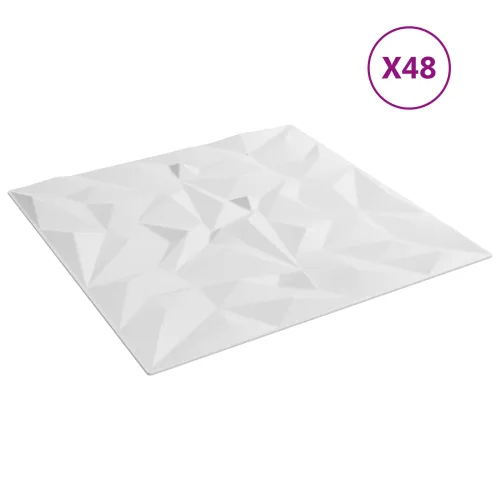 Zidne panele 48 kom. 50 x 50 cm Bijela XPS pjena - Bijela 48 Cijena