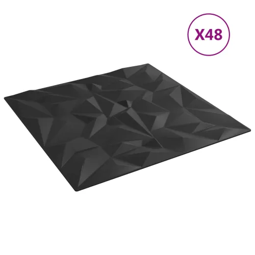 Zidne panele 48 kom. 50 x 50 cm Crna XPS pjena - Crna 48 Cijena