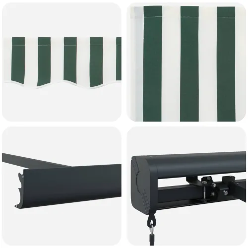 Povlačiva tenda Zelena i bijela 4 × 3 m Platno i Aluminij - Zelena i bijela (antracitni okvir) 400 × 300 cm s antracitnim okviro Cijena