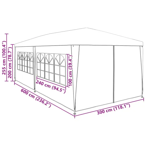 Šator za svadbe - šator za zabave 600 x 300 x 255 cm Crvena PE i čelik - Crvena 3 x 6 m Cijena
