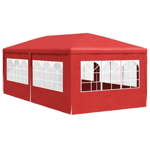 Šator za svadbe - šator za zabave 600 x 300 x 255 cm Crvena PE i čelik - Crvena 3 x 6 m Cijena