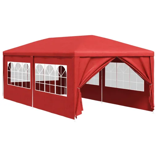 Šator za svadbe - šator za zabave 600 x 300 x 255 cm Crvena PE i čelik - Crvena 3 x 6 m Cijena