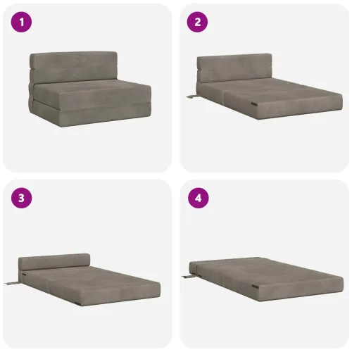 Sofa na razvlačenje Svjetlosiva 70 x 80 x 60 cm Tkanina - Svjetlosiva 70 x 80 x 60 cm Baršun Cijena