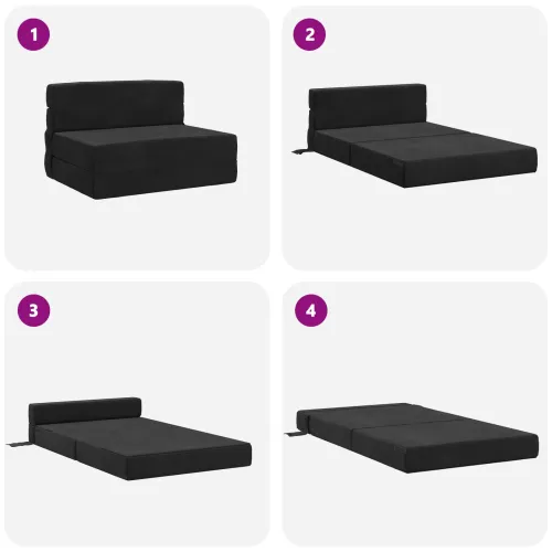 Sofa na razvlačenje Crna 70 x 80 x 60 cm Tkanina - Crna 70 x 80 x 60 cm Baršun Cijena