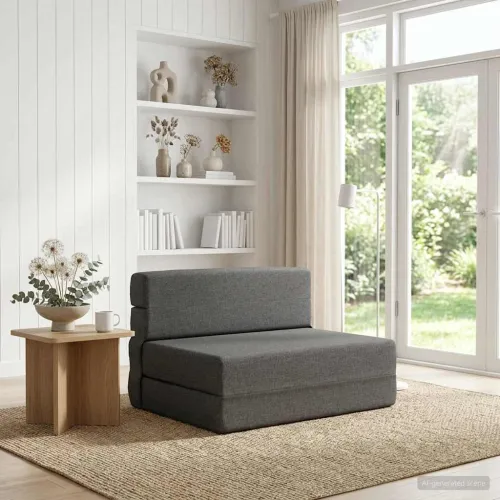 Sofa na razvlačenje Svjetlosiva 100 x 80 x 60 cm Tkanina - Svjetlosiva 100 x 80 x 60 cm Tkanina Cijena