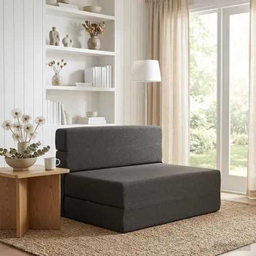Sofa na razvlačenje Tamnosiva 100 x 80 x 60 cm Tkanina - Tamnosiva 100 x 80 x 60 cm Tkanina Cijena