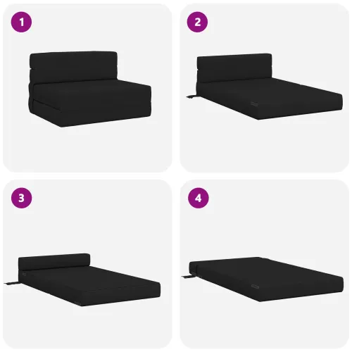 Sofa na razvlačenje Crna 100 x 80 x 60 cm Tkanina - Crna 100 x 80 x 60 cm Tkanina Cijena