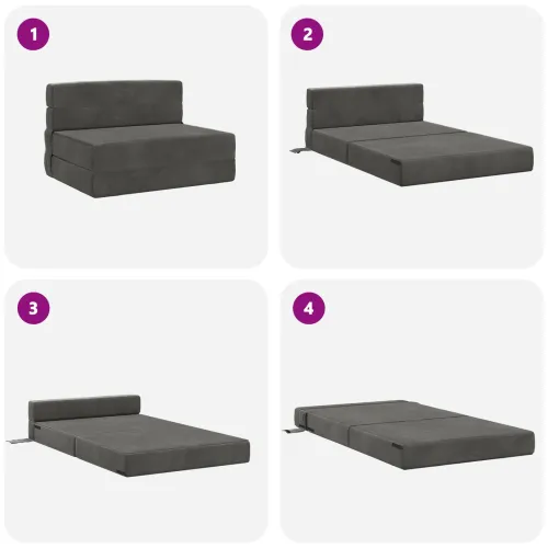 Sofa na razvlačenje Tamnosiva 100 x 80 x 60 cm Tkanina - Tamnosiva 100 x 80 x 60 cm Baršun Cijena