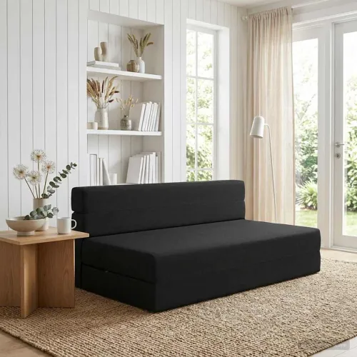 Sofa na razvlačenje Crna 152 x 86,5 x 60 cm Tkanina - Crna 152 x 86,5 x 60 cm Tkanina Cijena
