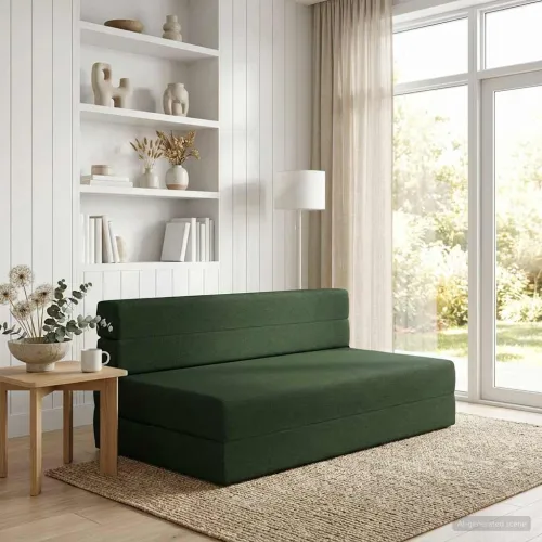Sofa na razvlačenje Tamnozelena 152 x 86,5 x 60 cm Tkanina - Tamnozelena 152 x 86,5 x 60 cm Tkanina Cijena