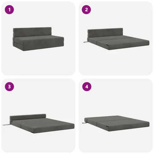 Sofa na razvlačenje Tamnosiva 152 x 86,5 x 60 cm Tkanina - Tamnosiva 152 x 86,5 x 60 cm Baršun Cijena
