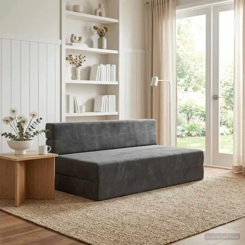 Sofa na razvlačenje Tamnosiva 152 x 86,5 x 60 cm Tkanina - Tamnosiva 152 x 86,5 x 60 cm Baršun Cijena