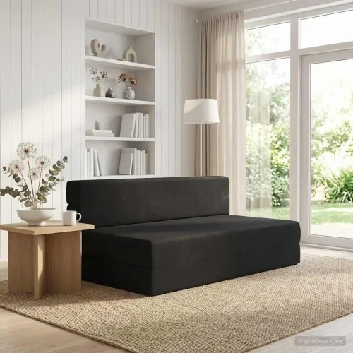 Sofa na razvlačenje Crna 152 x 86,5 x 60 cm Tkanina - Crna 152 x 86,5 x 60 cm Baršun Cijena