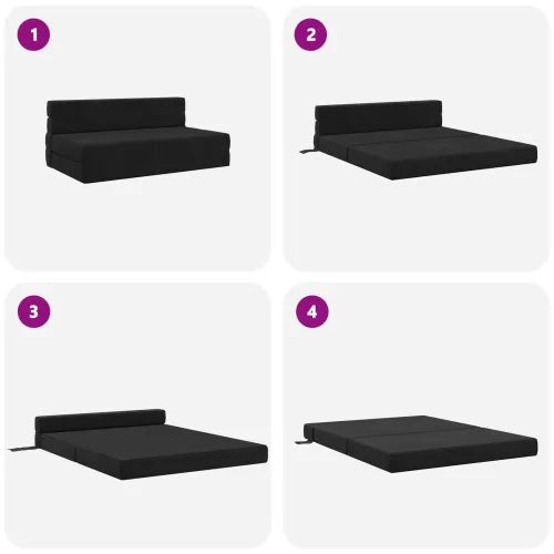 Sofa na razvlačenje Crna 152 x 86,5 x 60 cm Tkanina - Crna 152 x 86,5 x 60 cm Baršun Cijena