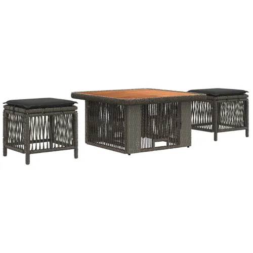 Vrtni set za objed 3 kom. Siva i tamno siva poliratan - siva i tamnosiva 80 x 80 cm Cijena