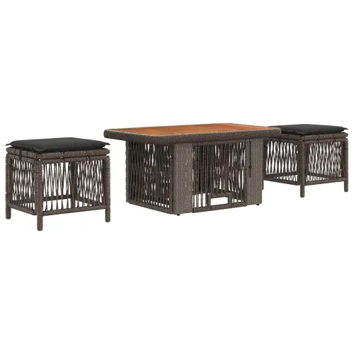 Vrtni set za objed 3 kom. Siva i tamno siva poliratan - siva i tamnosiva 90 x 55 cm Cijena