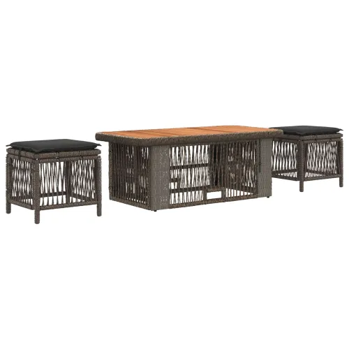 Vrtni set za objed 4 kom. Siva i tamno siva poliratan - siva i tamnosiva 110 x 55 cm Cijena