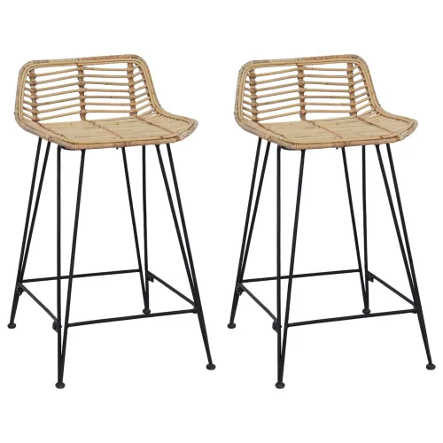 Barska stolica 2 kom. Prirodna 44 x 45 x 76 cm Ratan i Čelik - Prirodna Cijena