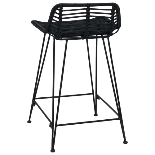 Barska stolica 2 kom. Crna 44 x 45 x 76 cm Ratan i Čelik - Crna Cijena