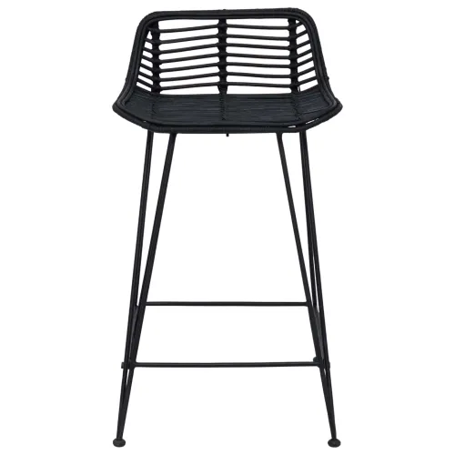 Barska stolica 2 kom. Crna 44 x 45 x 76 cm Ratan i Čelik - Crna Cijena
