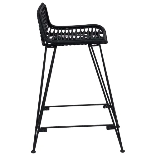 Barska stolica 2 kom. Crna 44 x 45 x 76 cm Ratan i Čelik - Crna Cijena