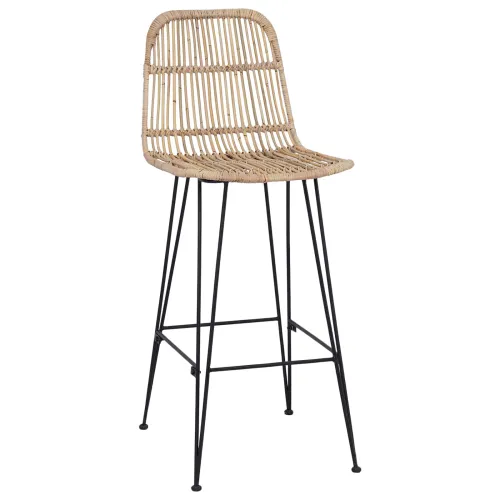 Barska stolica 2 kom. Prirodna 44 x 55 x 109 cm Ratan i Čelik - Prirodna Cijena