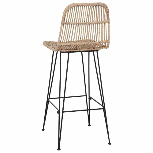 Barska stolica 2 kom. Prirodna 44 x 55 x 109 cm Ratan i Čelik - Prirodna Cijena