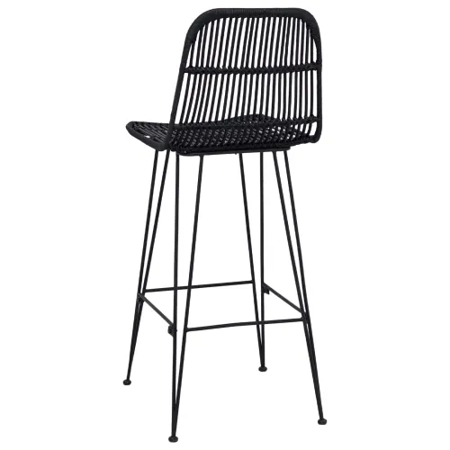 Barska stolica 2 kom. Crna 44 x 55 x 109 cm Ratan i Čelik - Crna Cijena