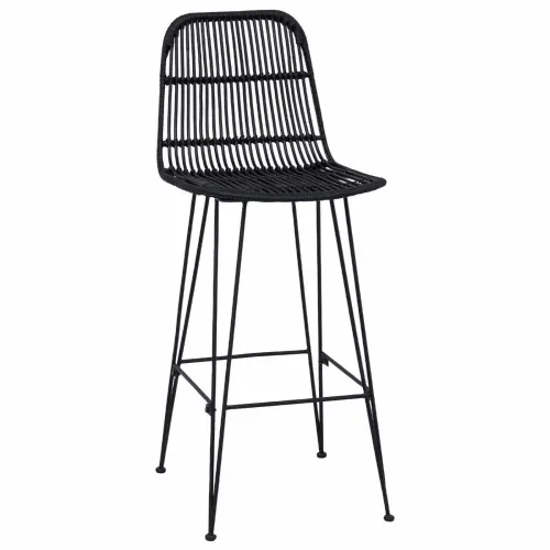 Barska stolica 2 kom. Crna 44 x 55 x 109 cm Ratan i Čelik - Crna Cijena