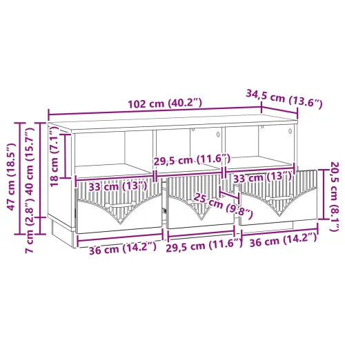 TV ormar s ladicama Bijela visokog sjaja 102 x 34,5 x 47 cm - Bijela visokog sjaja Cijena