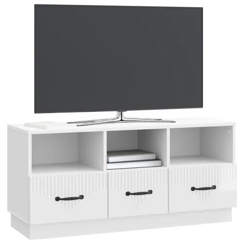 TV ormar s ladicama Bijela visokog sjaja 102 x 34,5 x 47 cm - Bijela visokog sjaja Cijena