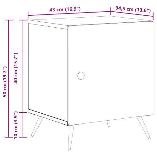 Noćni ormar Crna 43 x 34,5 x 50 cm Konstruirano drvo - Crna 1 Cijena