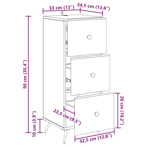 Ormar s ladicama Dimljeni hrast 33 x 34,5 x 90 cm - Dimljeni hrast Cijena