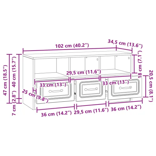 TV ormar Dimljeni hrast 102 x 34,5 x 47 cm Konstruirano drvo - Dimljeni hrast Cijena
