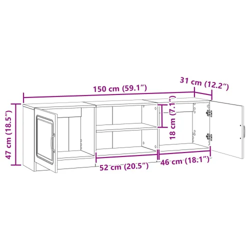 TV ormar Crna 150 x 31 x 47 cm Konstruirano drvo - Crna Cijena
